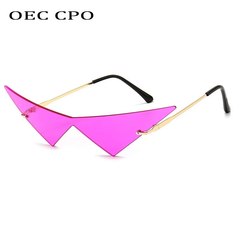 OEC CPO Oversized Cat Eye Rimless Sunglasses