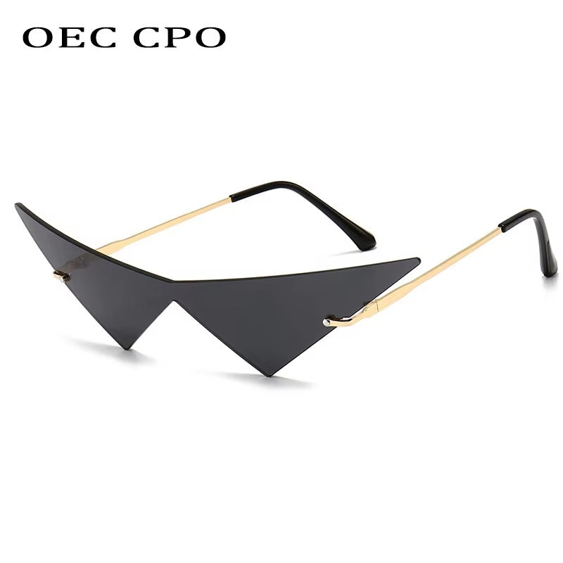 OEC CPO Oversized Cat Eye Rimless Sunglasses