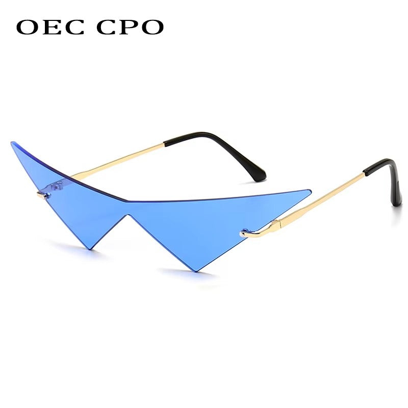OEC CPO Oversized Cat Eye Rimless Sunglasses